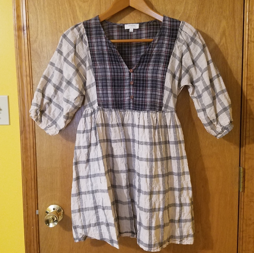 Umgee | Two Tone Plaid Tunic Dress